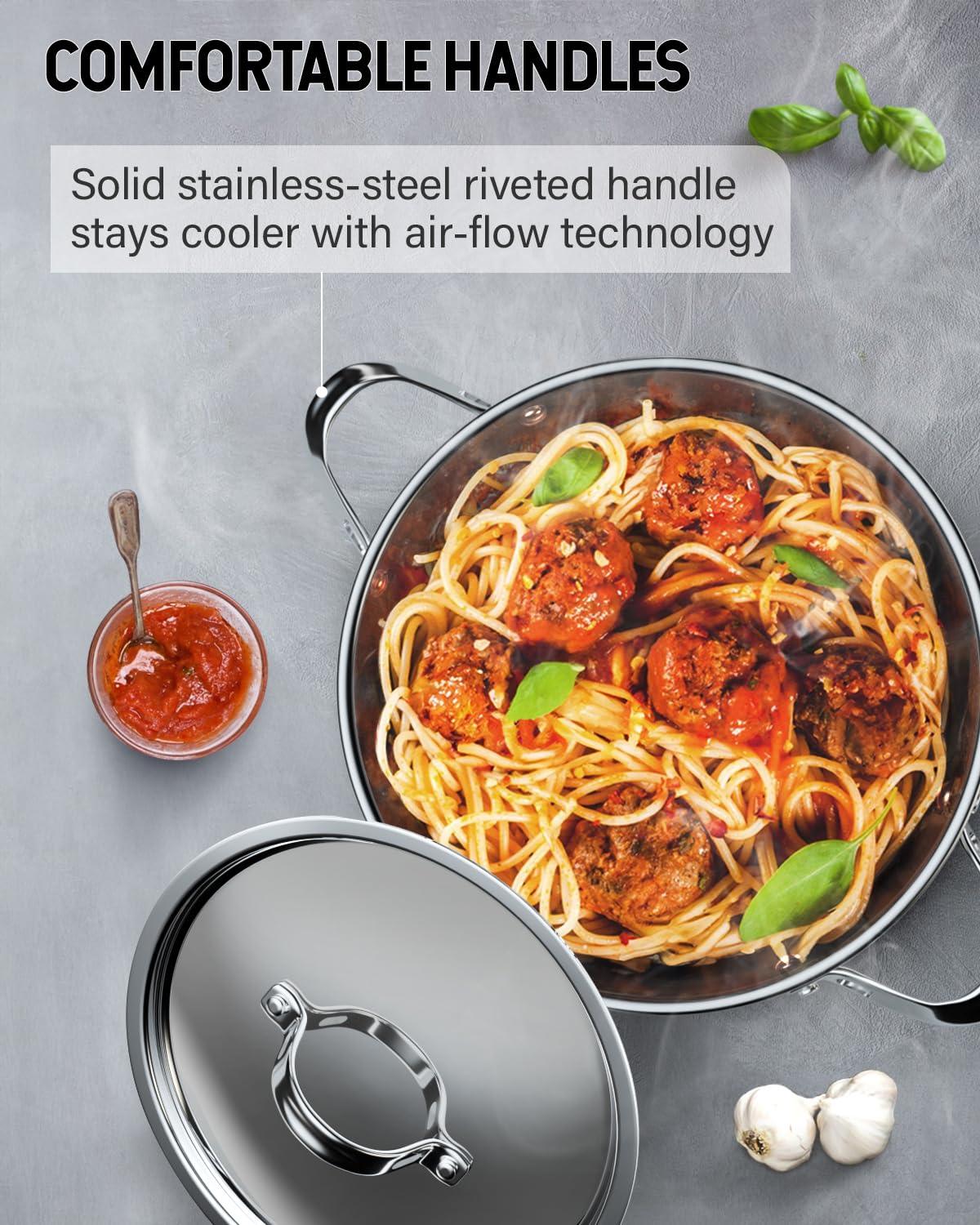 Cooks Standard 18/10 Stainless Steel Stockpot 8-Quart, Classic Deep Cooking Pot Canning Cookware with Stainless Steel Lid, Silver - CookCave