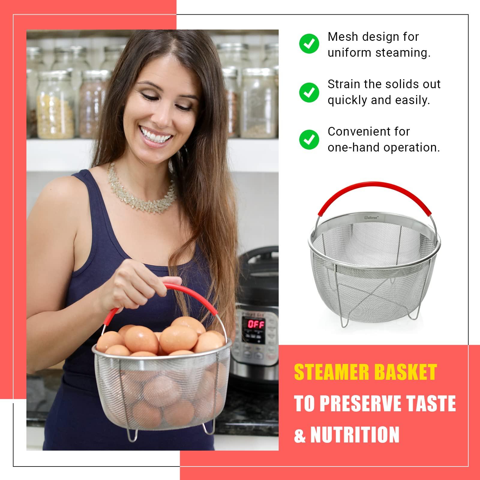 Original Salbree Steamer Basket for 8 quart Instant Pot Accessories, Stainless Steel Strainer and Insert fits IP Insta Pot, Instapot 8 qt, Other Pressure Cookers & Pots, with Handle [3qt 6qt avail] - CookCave