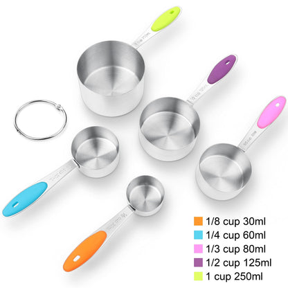 Measuring Cups Set Stainless Steel-Measuring Spoon Liquid Stackable Metric Measuring Scoop for Baking or Cooking,Kitchen Cake Decorating Supplies Measuring Cup Organizer - CookCave