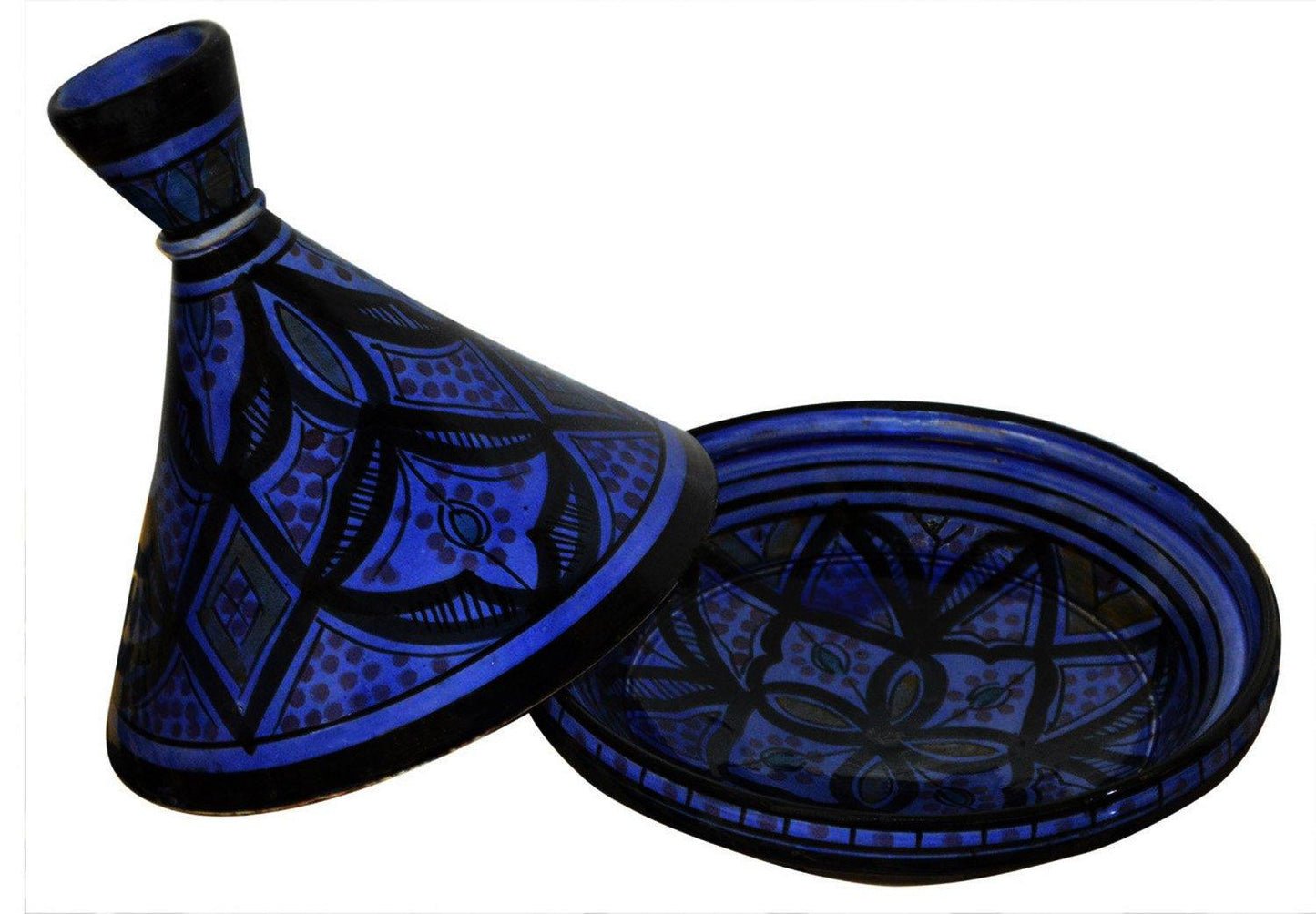 Moroccan Handmade Serving Tagine Exquisite Ceramic With Vivid colors Original 8 inches Across - CookCave