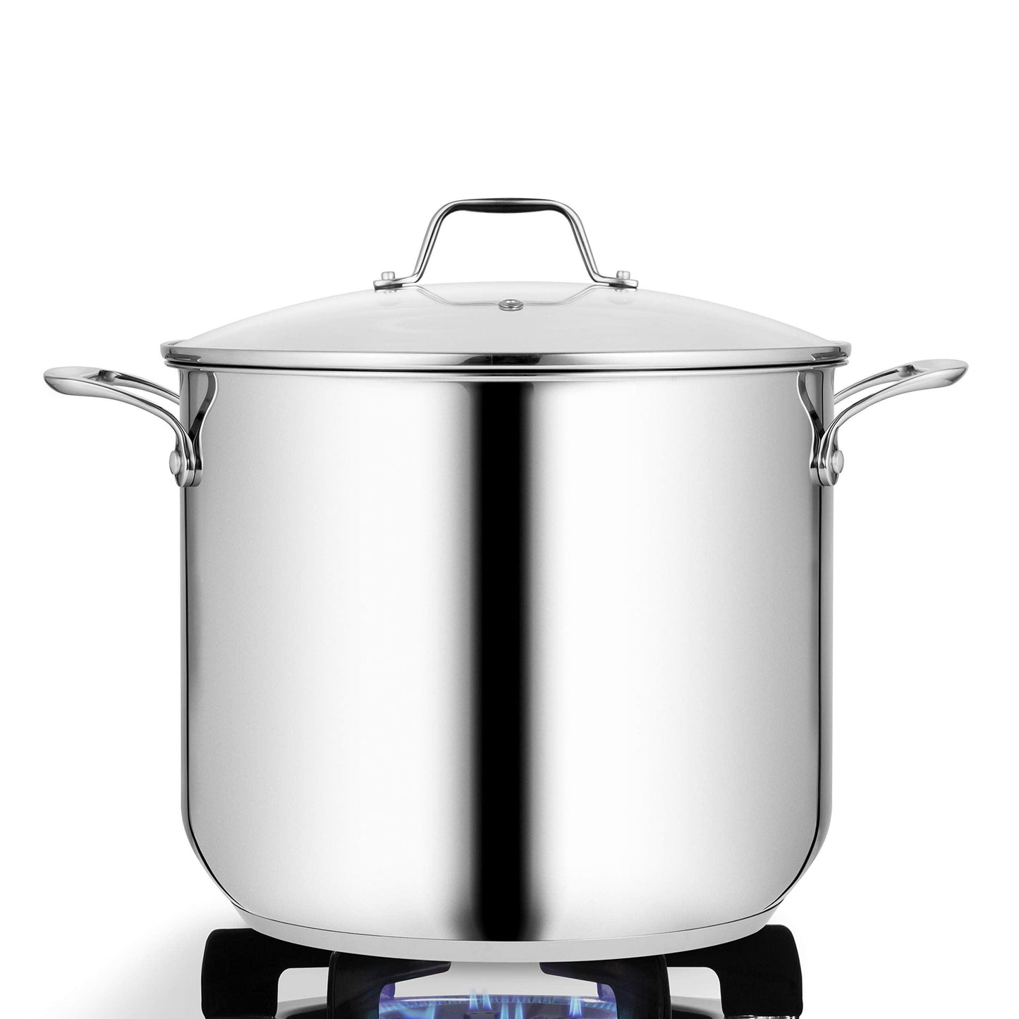 NutriChef Stainless Steel Stock Pot-18/8 Food Grade Heavy Duty Induction-Large, Stew, Simmering, Soup See Through Lid, Dishwasher Safe NCSP16, 15 Quart Pot - CookCave