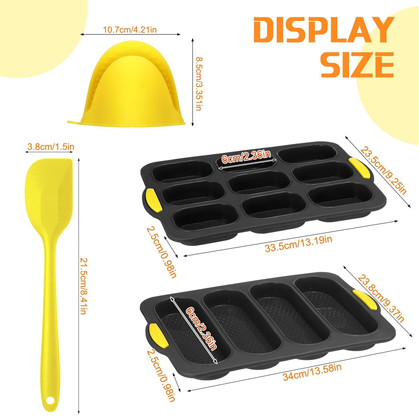 FillTouch Set of 5 Silicone Baguette Pan with Brush Spatula Gloves 9 and 4 Wave Perforated Bread Baking Tray Mold Nonstick French Baguette Pans for Oven Bake Mould Toaster Pan for Loaf Hot Dog, Black - CookCave