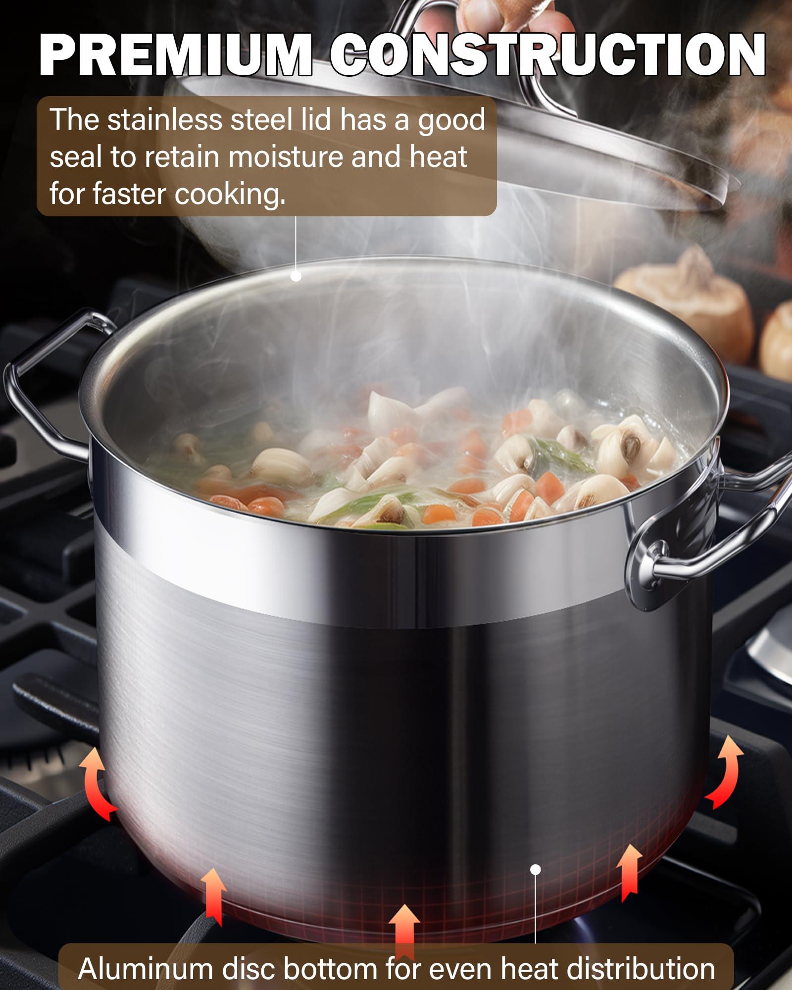 Cooks Standard Stockpots Stainless Steel, 20 Quart Professional Grade Stock Pot with Lid, Silver - CookCave