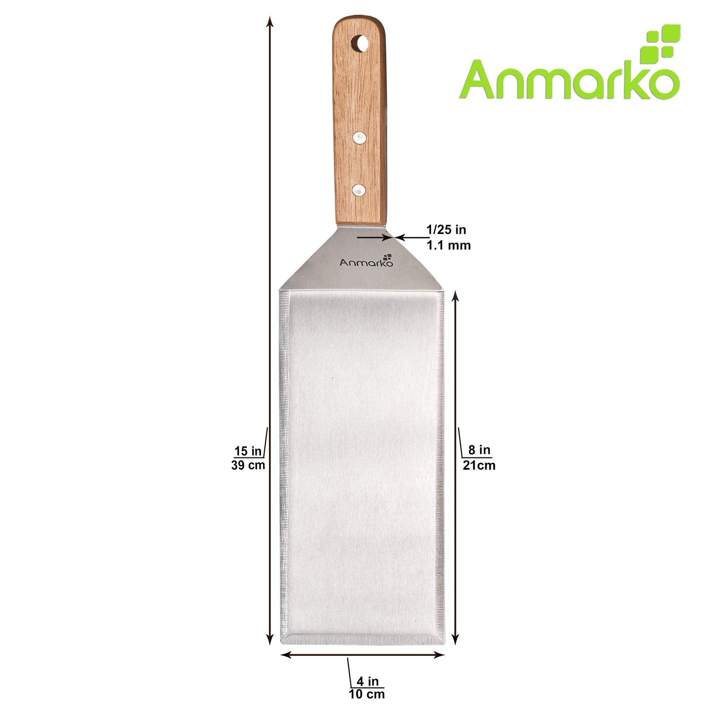 Stainless Steel Metal Griddle 4 x 8 inch Spatula - Spatula Hamburger Turner Scraper - Pancake Flipper - Great for BBQ Grill and Flat Top Griddle - Commercial Grade - CookCave