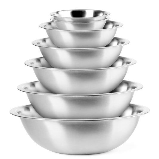 EHOMEA2Z Mixing Bowls Metal Stainless Steel Set (6 Pack) Kitchen Nesting Bowls for Space Saving Storage Gadgets, Baking, Cooking, Breader Bowl, Polished Mirror (6, Multi-size) - CookCave