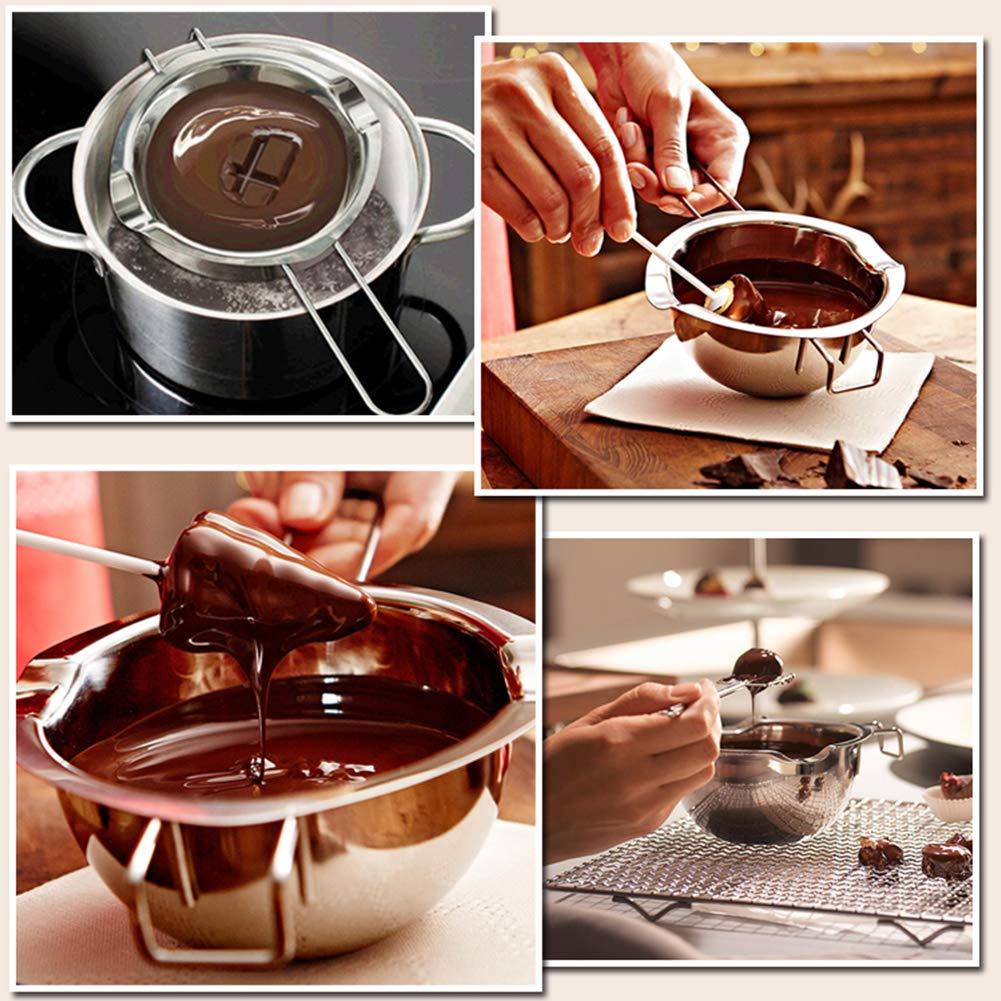 Double Boiler Stainless Steel Pot for Melting Chocolate, Candy and Candle Making (18/8 Steel, 2 Cup Capacity, 480ML) - CookCave