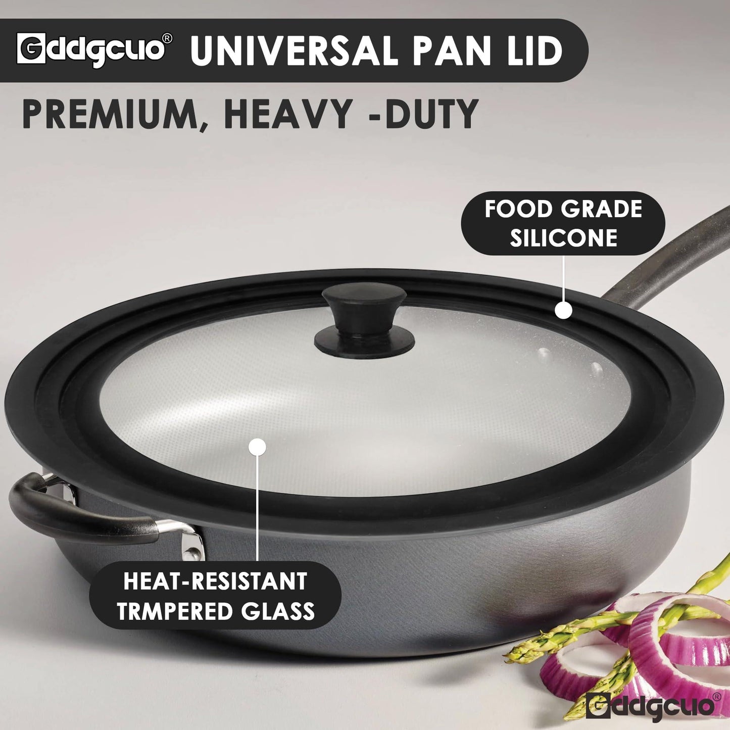 GDDGCUO Universal Pan Lids, Silicone Pot lids for Pots, Pans & Skillets, Fits 10", 11" & 12" Diameter, 7", 8" & 9" Diameter Cookware, 2 Pcs Frying Pan lids, Dishwasher Safe - CookCave