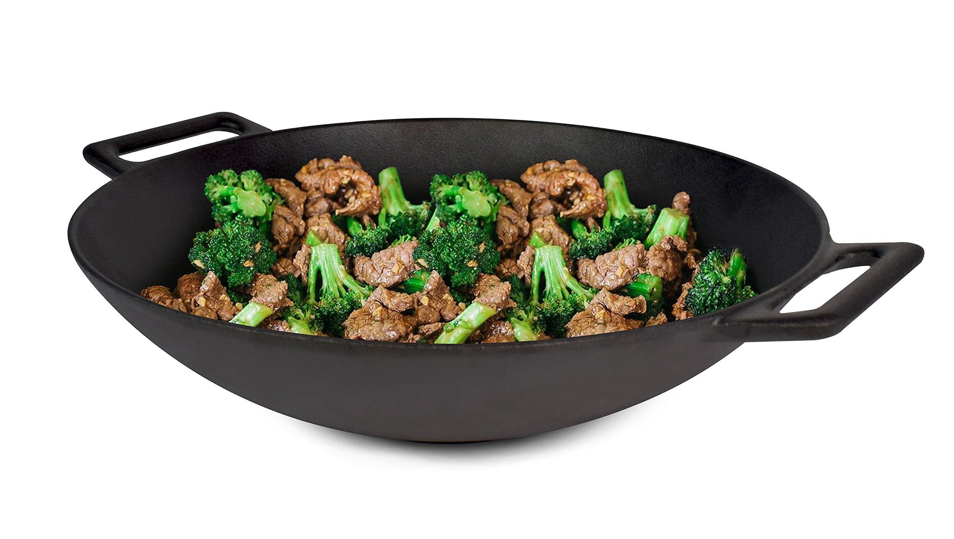 Jim Beam 12'' Pre Seasoned Heavy Duty Construction Cast Iron Grilling Wok, Griddle and Stir Fry Pan - CookCave