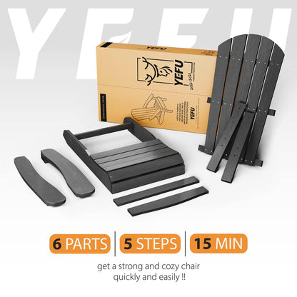 YEFU Adirondack Chair Plastic Weather Resistant, Patio Chairs, Widely Used in Outdoor, Fire Pit, Deck, Outside, Garden, Campfire Chairs (Black) - CookCave