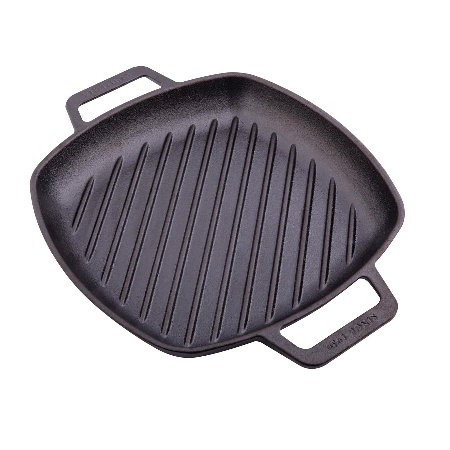 Victoria Cast Iron Round Grill Pan with Double Loop Handles, Made in Colombia, 10 Inches - CookCave