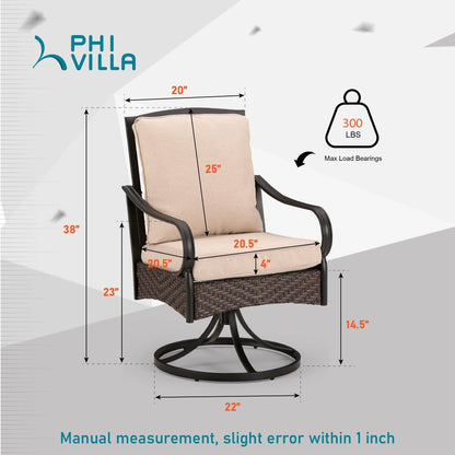 PHI VILLA Patio Swivel Dining Chairs Set of 2, Heavy Duty Outdoor Dining Chairs, Extra Large Patio Metal Chairs, Slight Rocking Patio Furniture Chairs for Garden Lawn & Porch, 2 Pack - CookCave