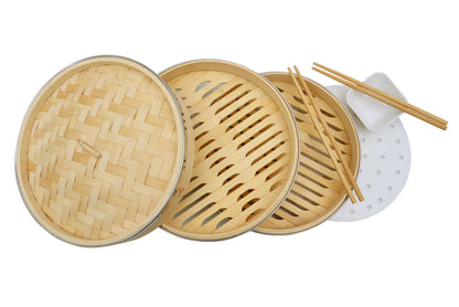 Two tier Bamboo steamer with steel ring - CookCave