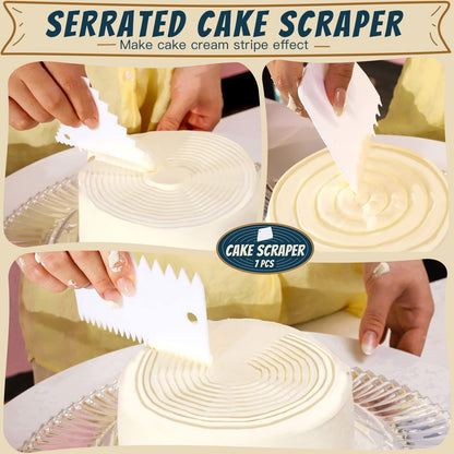 Teenitor Cake Scraper Cake Smoother, 7 Pcs Dough Scraper Bowl Scraper Cutters Cake Icing Scraper Smoother Tool Set for Bread Dough Cake Fondant Icing - CookCave