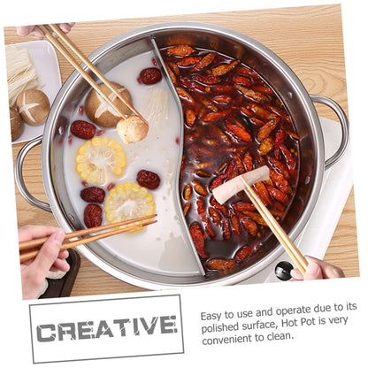 FELTECHELECTR Stainless Steel Mandarin Duck Pot Wok Pan with Lid Nonstick Cookware Ramen Hot Pot Chinese Divided Hotpot Divided Hotpot Pot Shabu Hot Pot Silver Practical Hot Pot Soup Pot Split - CookCave