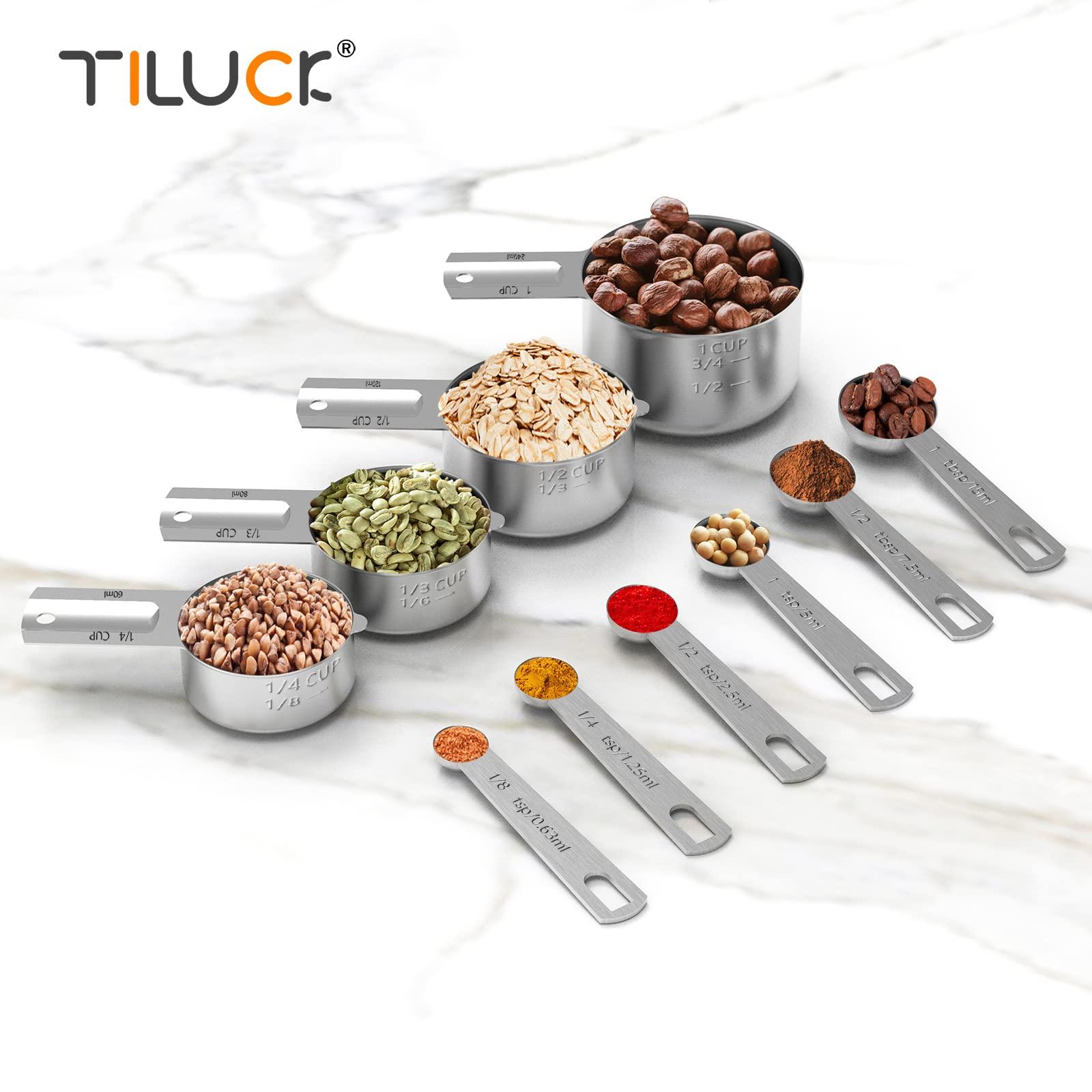 TILUCK Stainless Steel Measuring Cups & Spoons Set, Cups and Spoons,Kitchen Gadgets for Cooking & Baking (Medium) - CookCave