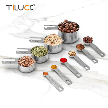 TILUCK Stainless Steel Measuring Cups & Spoons Set, Cups and Spoons,Kitchen Gadgets for Cooking & Baking (Medium) - CookCave