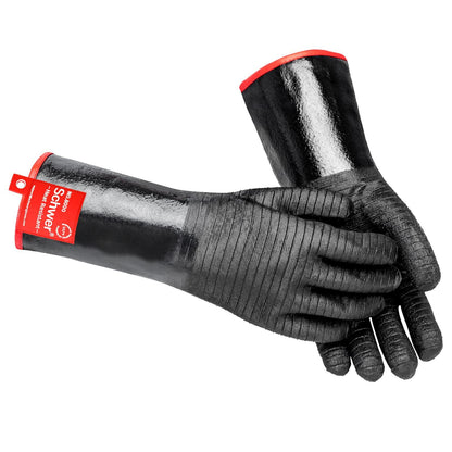 Schwer Grill BBQ Gloves 932℉ Heat Resistant Cooking Barbecue Gloves Waterproof Grilling Gloves for Turkey Fryer, Baking, Oven, Oil Resistant Neoprene Coating with Long Sleeve - CookCave