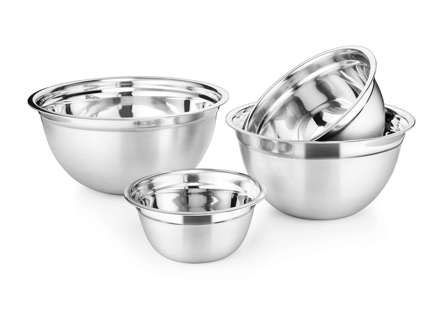 Avador Premium Stainless Steel German Mixing Bowls, Set of 4 Brushed Stainless Steel Mixing Bowl Set, Easy To Clean, Space Saving, Great for Cooking, Baking, Prepping - CookCave