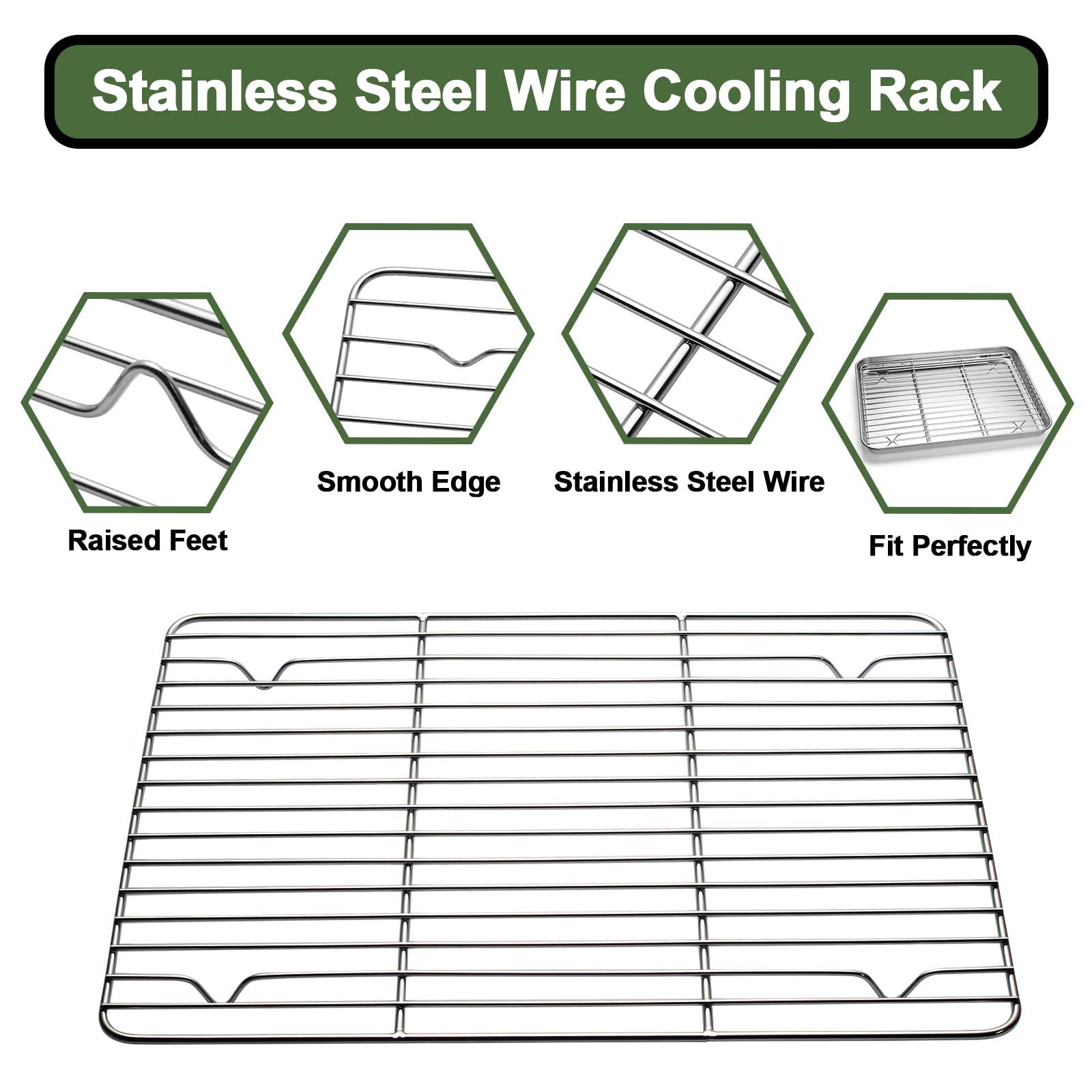 Baking Sheet Tray Cooling Rack with Silicone Mat Set, Stainless Steel Cookie Pan For Oven, Set of 9 (3 Sheets + 3 Racks Mats), Warp Resistant & Heavy Duty Easy Clean, Grey - CookCave