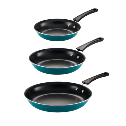 Tramontina 3 Pk Porcelain Enamel Fry Pans - Teal - CookCave