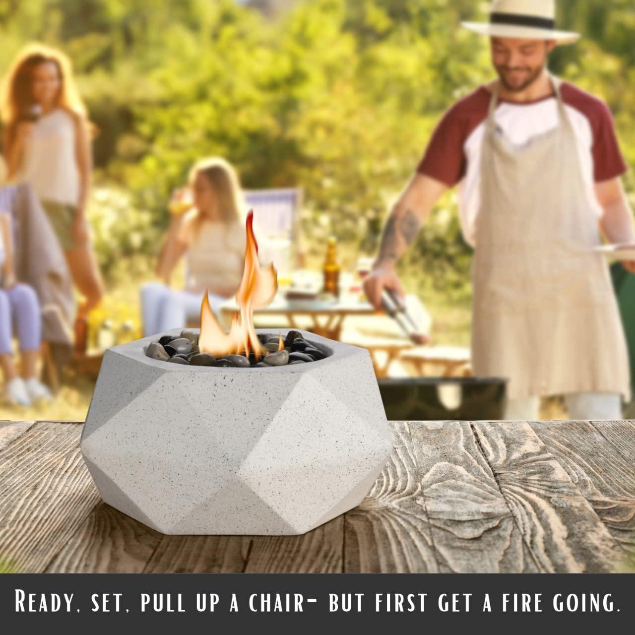 Arzal Tabletop Fire Pit | Table top Firepit with Lid | Stylish Indoor & Outdoor Fireplace | Smore Maker Firepit - Modern Personal Portable Fireplace | Perfect for Decoration & Outdoor Parties - CookCave