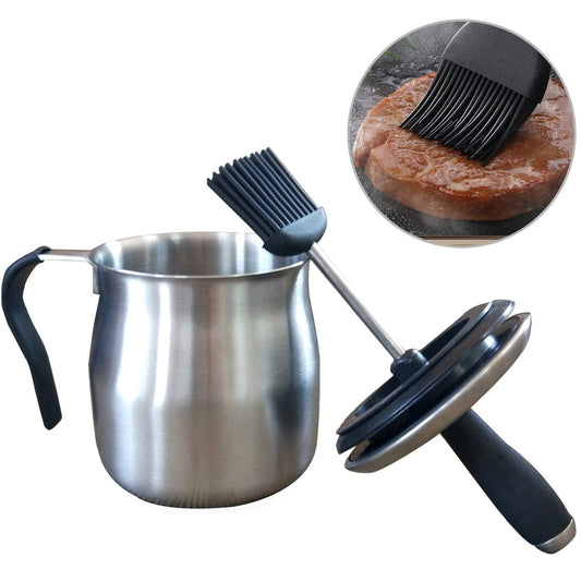 Sauce Pot and Basting Brush Pot Set Grill Gadgets for Men Grilling Smoking Meat Accessories Outdoor BBQ Gifts Kitchen Tools for Cooking Barbecue Pastry Baking Party Cakes Desserts - CookCave