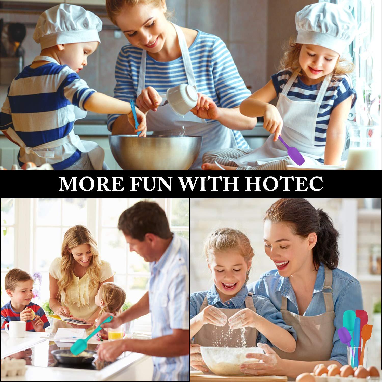 HOTEC Food Grade Silicone Rubber Spatula Set for Baking, Cooking, and Mixing High Heat Resistant Non Stick Dishwasher Safe BPA-Free Multicolor Set of 5 - CookCave