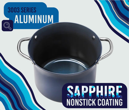 CONCORD Sapphire Nonstick 7 Quart Stock Pot Cookware Set (Induction Compatible) Blue - CookCave