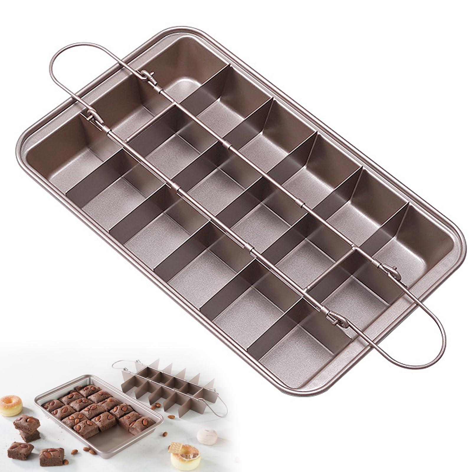 Kundalini Brownie Pan Nonstick Baking Pan with Built-In Slicer,It Can Make Brownie Bite,Cake,Fudges and Chocolate(Champagne Gold) - CookCave