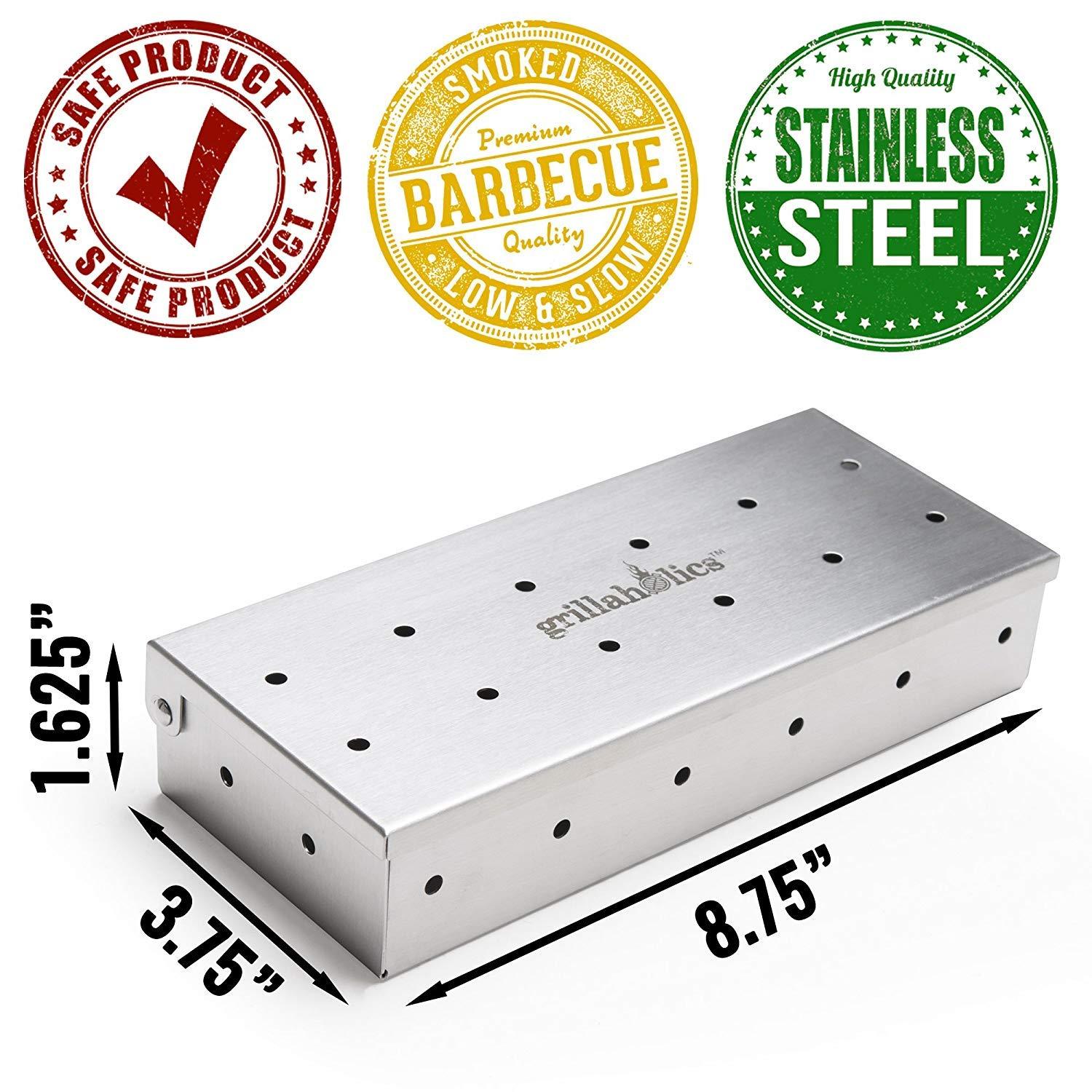 Grillaholics Smoker Box, Top Meat Smokers Box in Barbecue Grilling Accessories, Add Smokey BBQ Flavor on Gas Grill or Charcoal Grills with This Stainless Steel Wood Chip Smoker Box - CookCave