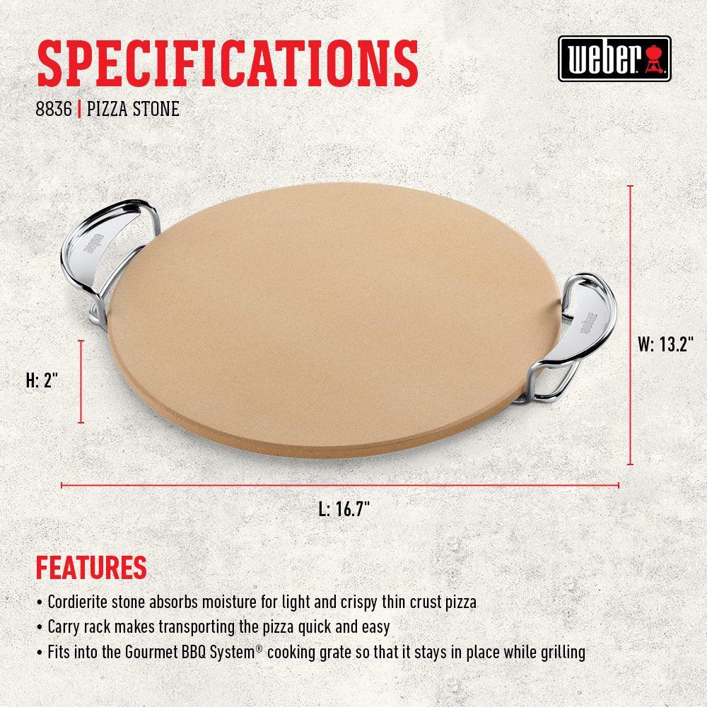 Weber Gourmet BBQ System Pizza Stone with Carry Rack,16.7" Long,Beige - CookCave