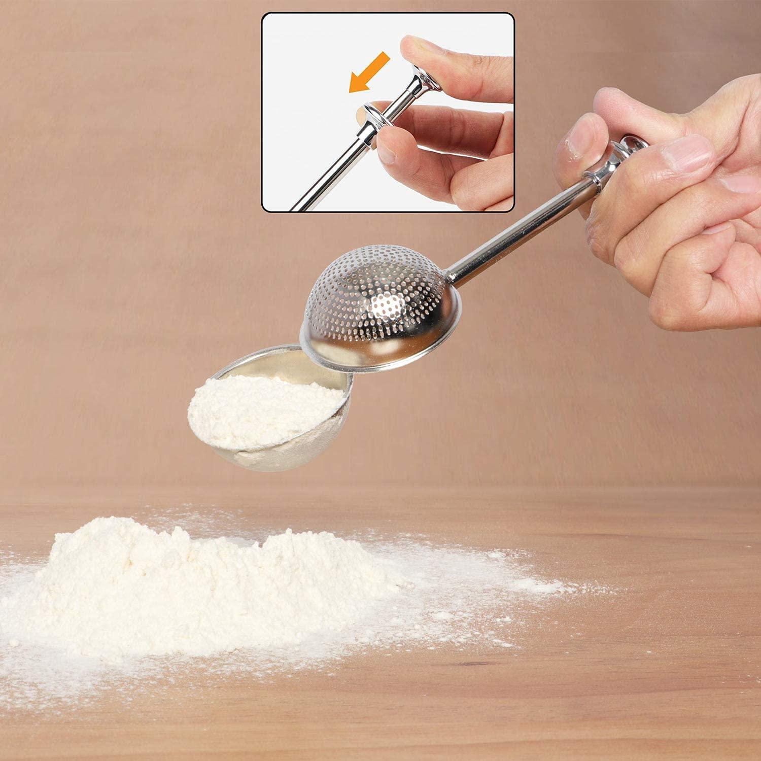 HULISEN Flour Duster for Baking, One-Handed Operation, 304 Stainless Steel Powdered Sugar Shaker Duster, Pick Up and Dust Flour Sifter, Gift Package - CookCave