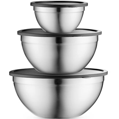 Table Concept Mixing Bowls with Airtight Lids, Stainless Steel Nesting Bowl Set for Space Saving Storage, Ideal for Cooking, Baking, Prepping & Food Storage - CookCave