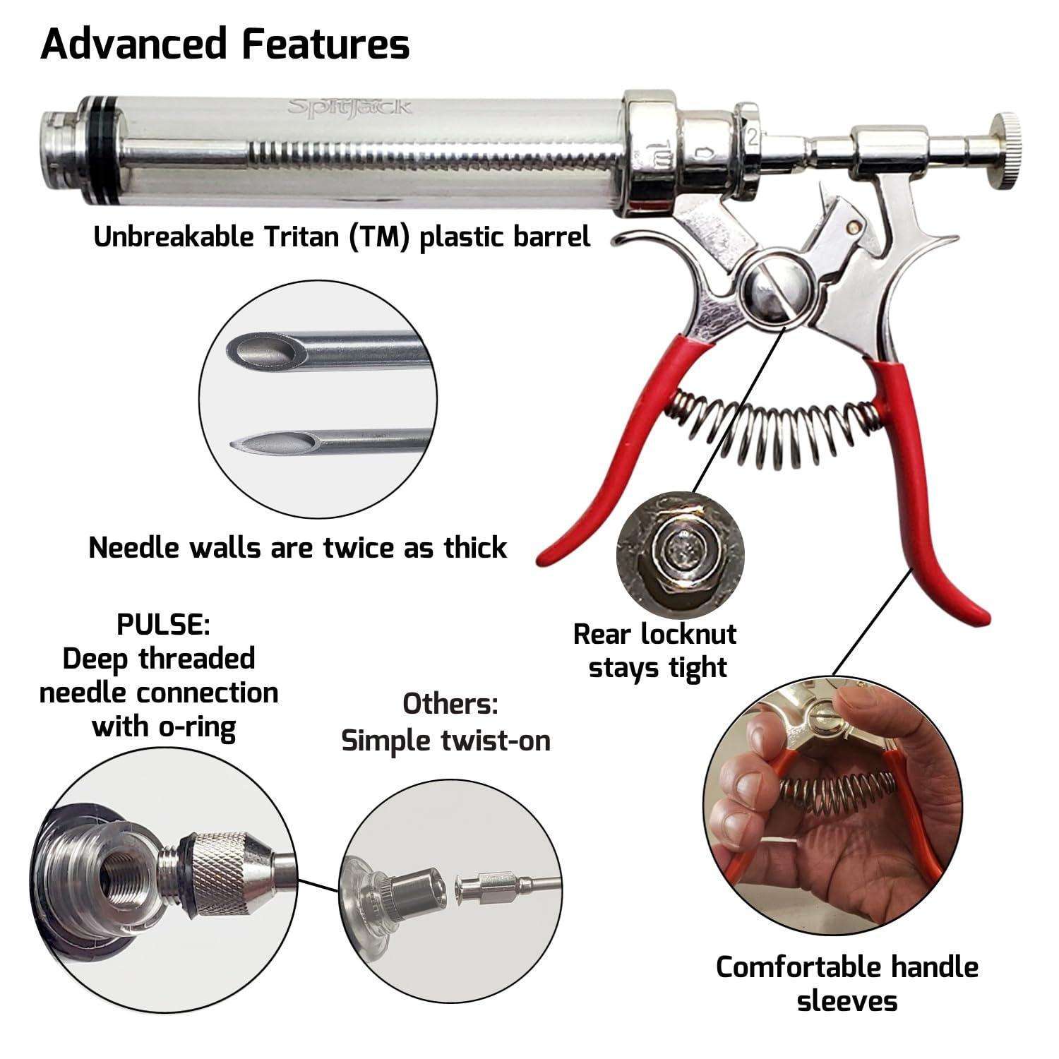 SpitJack PULSE Meat Injector Gun and Injection Syringe for BBQ. Marinade Flavor Injector for Smoked Brisket, Chicken, Ribs, Pork Butt, and Turkey. Competition Barbecue Smoker Accessories Tool. - CookCave