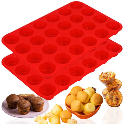 Sakolla Silicone Muffin Pan Non-stick Mini 1.8 Inch 24 Cups Silicone Cupcake Molds for Baking Muffin, Cake, Tart, Bread - CookCave