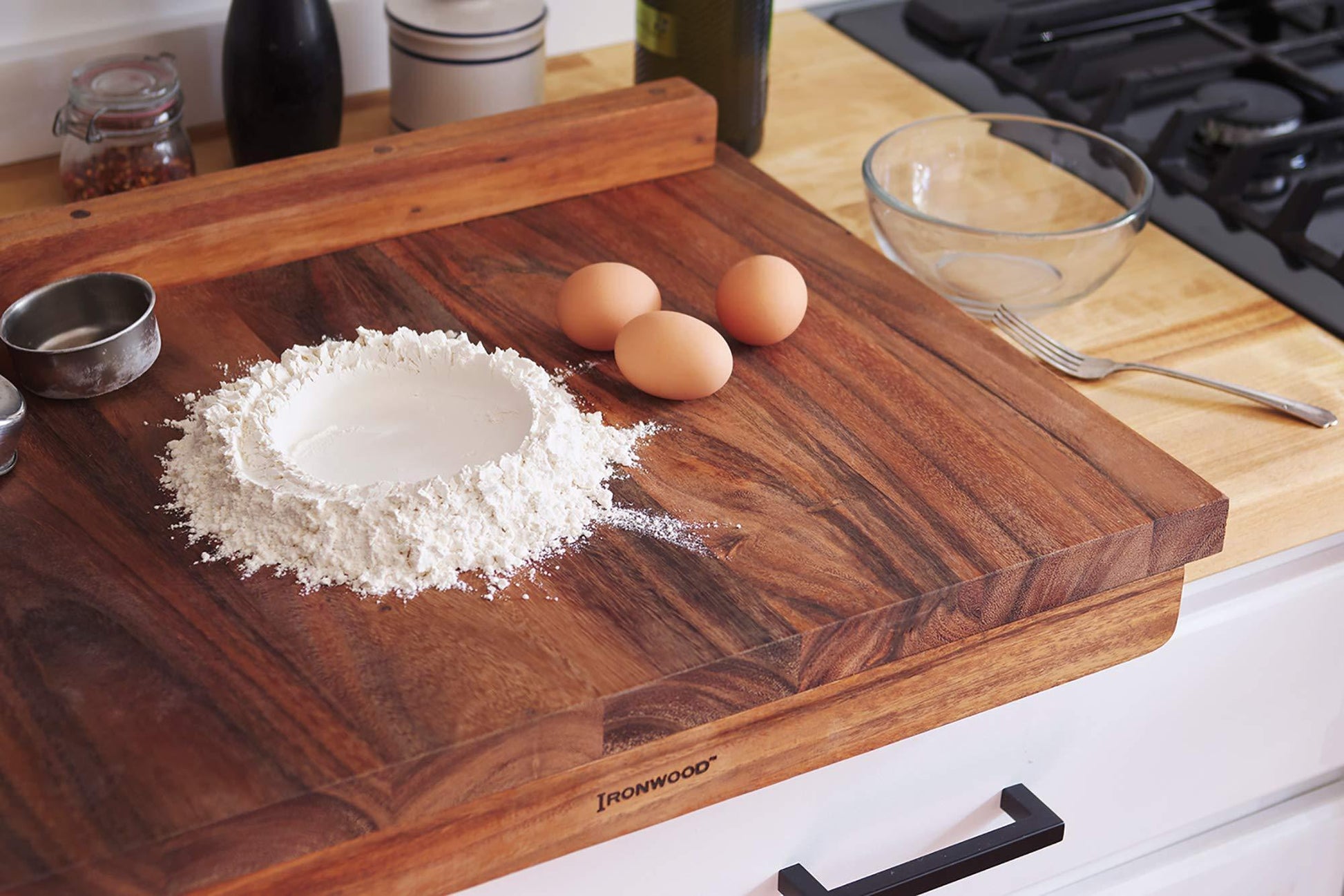 Ironwood Gourmet Double-Sided Countertop Lyon Pastry/Cutting Board With Gravy Groove, Acacia Wood 17.25 x 24 x 1.25 inches - CookCave