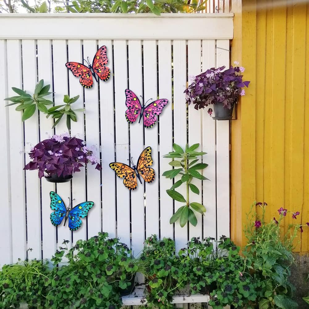 Metal Butterfly Wall Decor - 9.5" Outdoor Fence Wall Art Decor, Hanging for Garden Yard Living Room Bedroom Patio Balcony,Gift for Family Friends(4 Pack) - CookCave