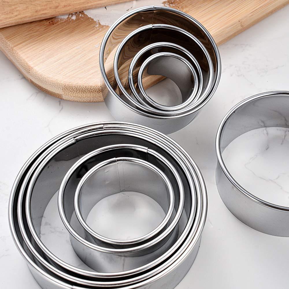 RIHAI Stainless Steel Round Cookie Cutter Set, 12 Circular Biscuit Cutters Round Donut Ring Molds for Baking 1.2 Inch Height - CookCave