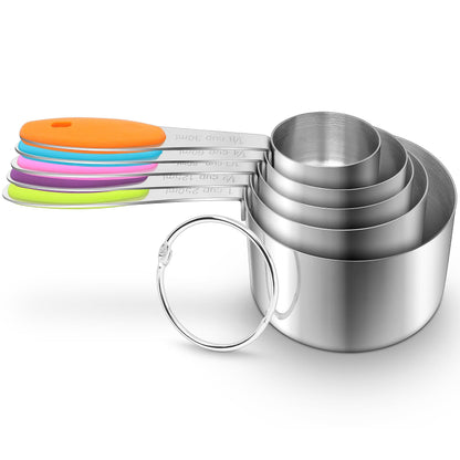 Measuring Cups Set Stainless Steel-Measuring Spoon Liquid Stackable Metric Measuring Scoop for Baking or Cooking,Kitchen Cake Decorating Supplies Measuring Cup Organizer - CookCave