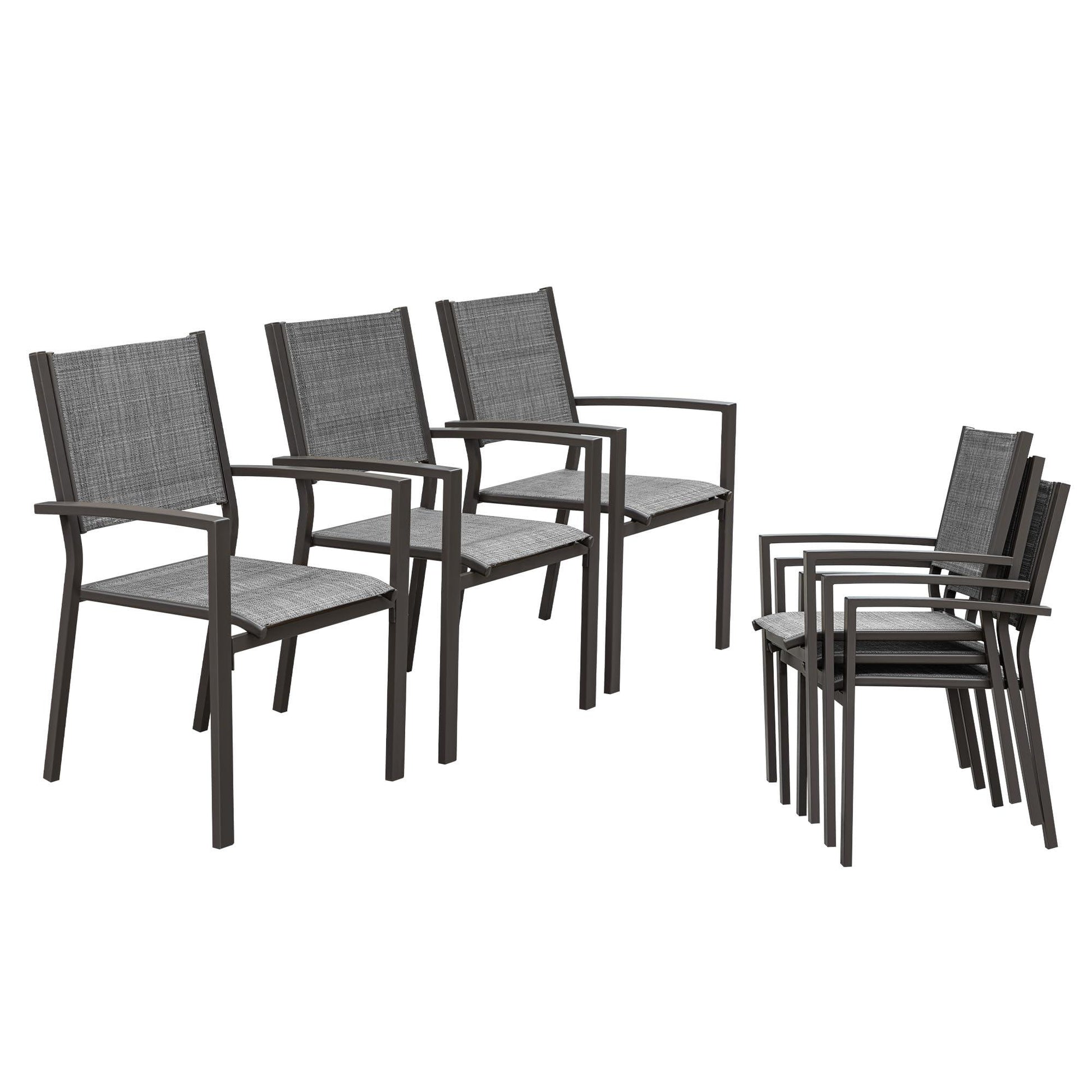 Rankok Patio Dining Chairs Set of 6 Stackable Outdoor Chairs with Armrest 290 Lbs Outdoor Textilene Dining Chairs for Backyard, Lawn, Garden, Poolside (Grey) - CookCave