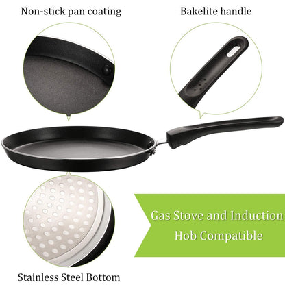 2 Pieces Non-Stick Crepe Pan Kitchen Omelette Frying Pan Pancake Cooking Skillet with Crepe Spreader and Spatula for Kitchen Cooking Tools - CookCave