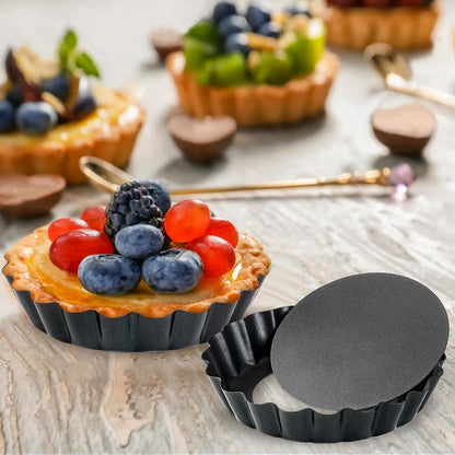 Dwlire 4 Inch Tart Pan Set of 8, Mini Tart Pans with Loose Bottom Nonstick Round Mini Quiche Pie Pan Reusable Carbon Steel Small Tartlet Tins for Pies,tart, Cakes, Dessert Baking - CookCave