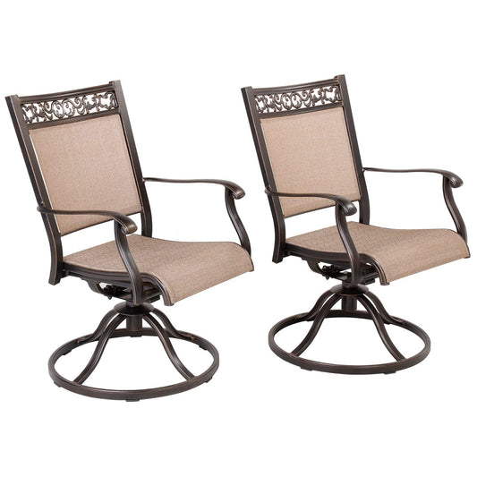 Casual World Patio Sling Dining Chairs Set of 2, Outdoor Furniture Swivel Rocker Chairs with All-Weather Aluminum Frame for Bistro Garden Backyard Balcony - CookCave