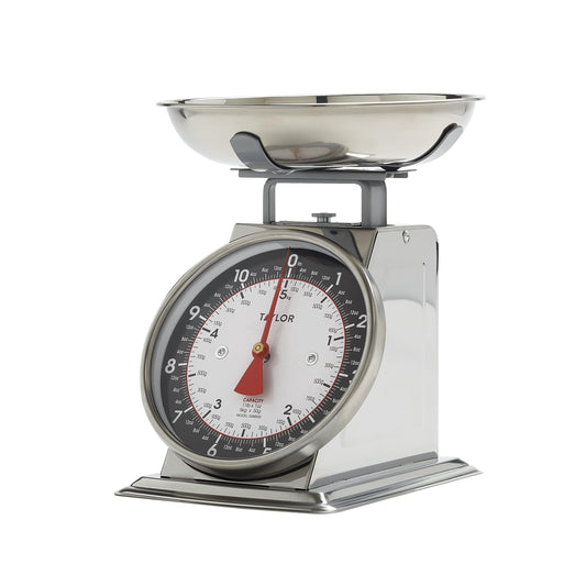 Taylor Mechanical Kitchen Weighing Food Scale Weighs up to 11lbs, Measures in Grams and Ounces, Black and Silver - CookCave