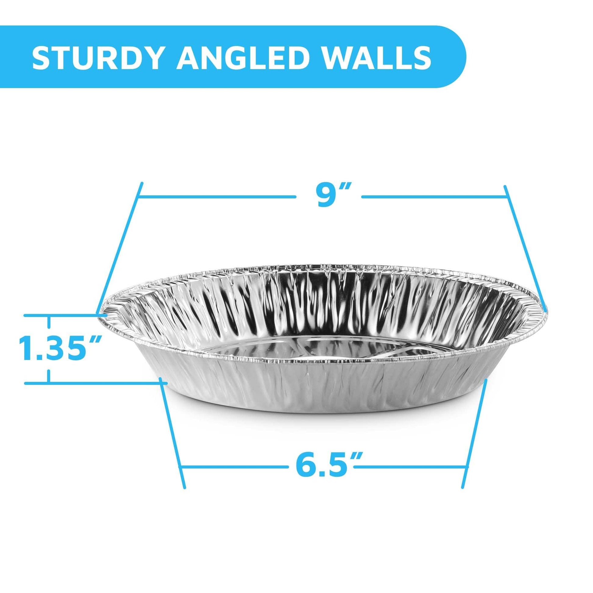 MontoPack 9” Aluminum Foil Pie Pans | Round Disposable Containers with Angled Walls for Tart Baking, Storing, Serving & Reheating | Freezer and Oven Safe, Recyclable | 50-Pack of Cake Tins - CookCave