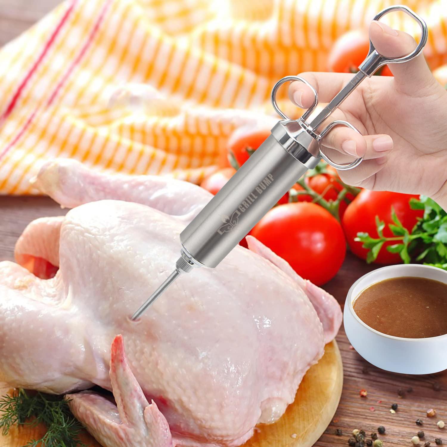 Grill Bump Meat Injector Syringe Kit for Smoker with 3 Flavor Food Injector Syringe Meat Needles, Injection Marinades Brine for Meat, Turkey; 2-oz, Including Paper and E-Book (PDF) User Manual - CookCave