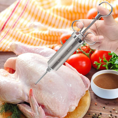 Grill Bump Meat Injector Syringe Kit for Smoker with 3 Flavor Food Injector Syringe Meat Needles, Injection Marinades Brine for Meat, Turkey; 2-oz, Including Paper and E-Book (PDF) User Manual - CookCave