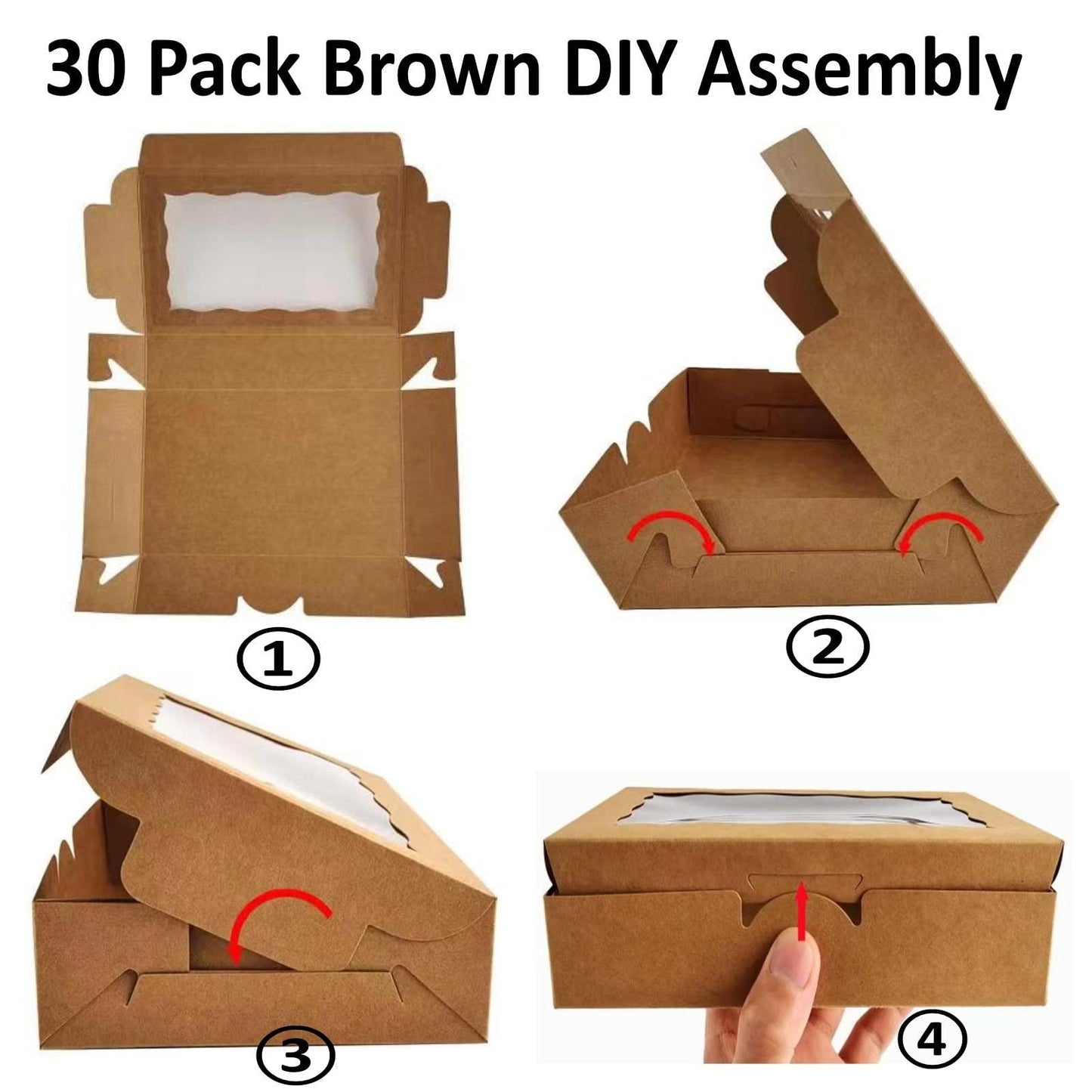 RomanticBaking 50 Pack DIY Assembly Brown 7 x 4 3/8 x 1½ inches Cookies Boxes Chocolate Truffle Boxes Treat Boxes Cakesickle Boxes Macaron Boxes Bakery Boxes - CookCave