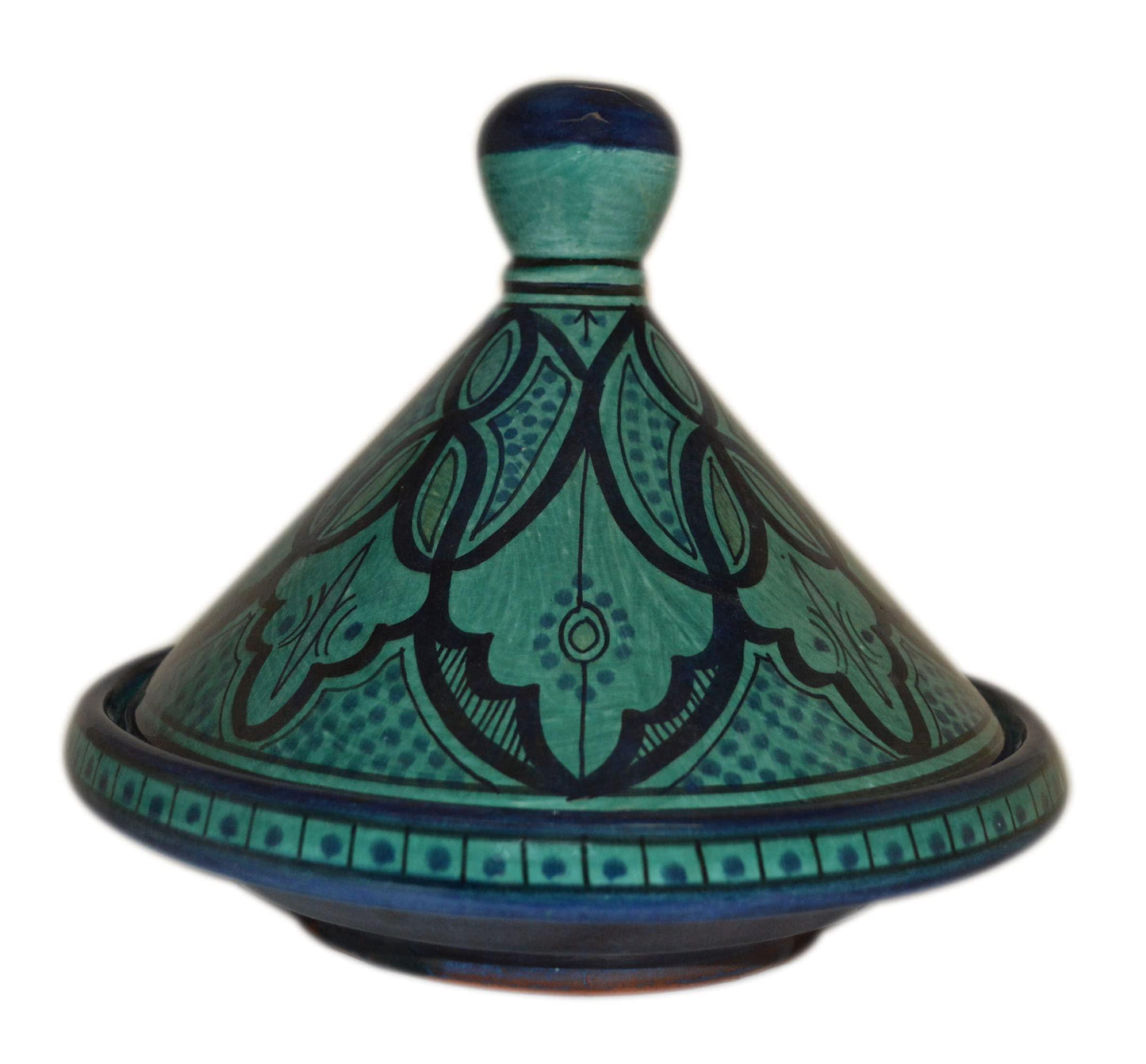 Moroccan Handmade Serving Tagine Exquisite Ceramic With Vivid colors Original 8 inches Across - CookCave