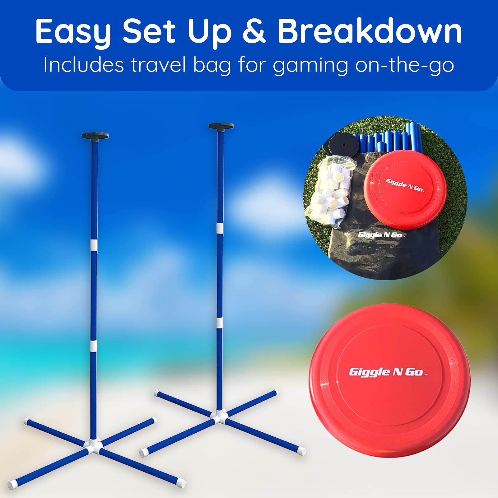 Giggle N Go Yard Games for Adults and Kids - Outdoor Polish Horseshoes Game Set for Backyard and Lawn with Frisbee, Bottle Stands, Poles and Storage Bag﻿ - CookCave